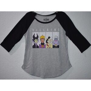 Disney Villains T-Shirt Youth Small Black Gray 3/4 Slv Kids Small Mean Girls